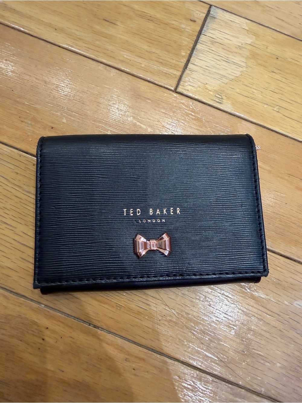 Ted Baker Black Card Case with Rose Gold Bow